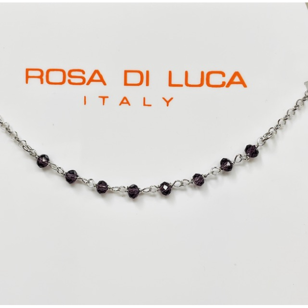 Rosa di Luca Enkelbandje, zilver met paarse steentjes (23 tot 26cm) - 21083