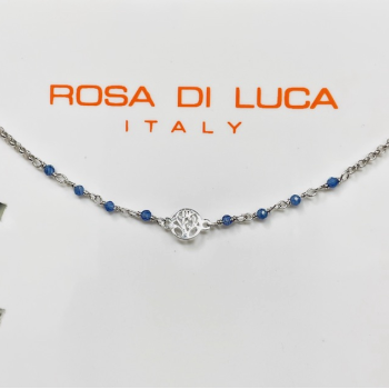 Rosa di Luca Enkelbandje, zilver met blauwe steentjes en levensboom (23 tot 26cm) - 21084