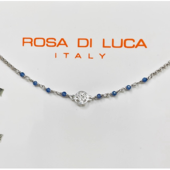Rosa di Luca Enkelbandje, zilver met blauwe steentjes en levensboom (23 tot 26cm) - 21084 Rosa di Luca Enkelbandje, zilver met blauwe steentjes en levensboom (23 tot 26cm) - 21084