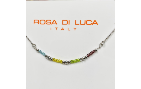 Rosa di Luca Enkelbandje, zilver met kleur steentjes (23 tot 26cm) - 21085