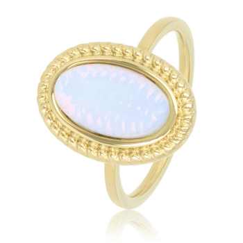 My Bendel Ring, edelstaal verguld. Met quartz steen (maat 18). - 21127