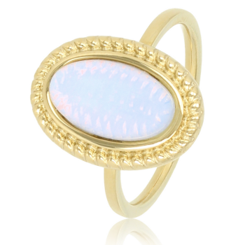 My Bendel Ring, edelstaal verguld. Met quartz steen (maat 18). - 21127