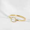 My Bendel Ring, edelstaal verguld. Met quartz steen. Wit (maat 18). - 21134