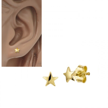 Oorknop, 14krt goud ster (4,5mm.) - 17291 Oorknop, 14krt goud ster (4,5mm.) - 17291