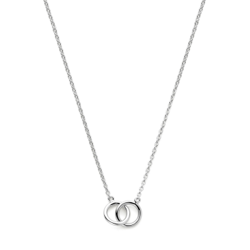 Collier, zilver gerhodineerd met 2 draadringetjes (40-44cm.) - 17365