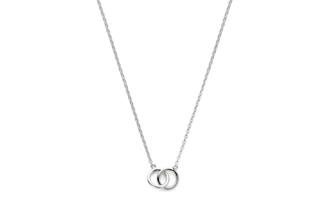 Collier, zilver gerhodineerd met 2 draadringetjes (40-44cm.) - 17365