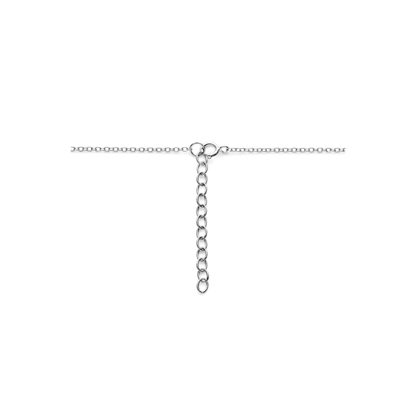 Collier, zilver gerhodineerd met 2 draadringetjes (40-44cm.) - 17365