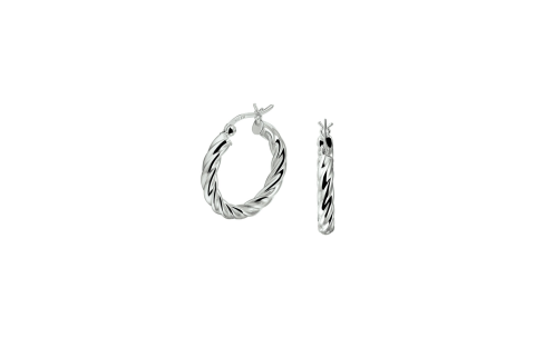 Creolen, zilver gerhodineerd getorst (26x4mm.) - 17439