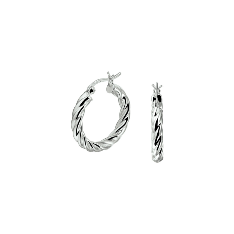 Creolen, zilver gerhodineerd getorst (26x4mm.) - 17439