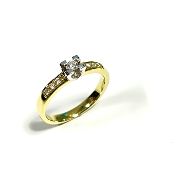 Eclat Ring, 14krt.goud met diamant 1x0,08 en 6x0,015ct (maat 18) - 21259