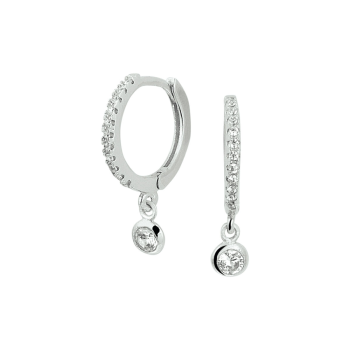 Oorringen, zilver gerhodineerd met zirkonia (11,5mm.) - 21274