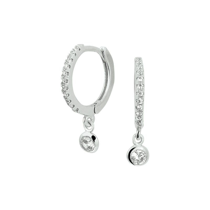 Oorringen, zilver gerhodineerd met zirkonia (11,5mm.) - 21274