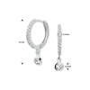 Oorringen, zilver gerhodineerd met zirkonia (11,5mm.) - 21274