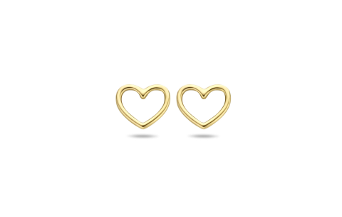 Oorknoppen, 14krt.goud hart (5x5,5mm.) - 21276