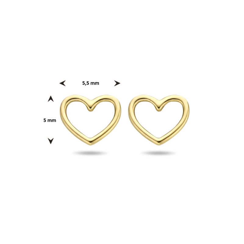 Oorknoppen, 14krt.goud hart (5x5,5mm.) - 21276