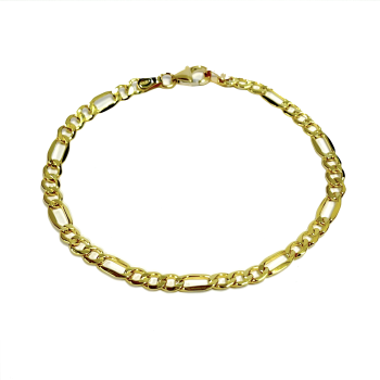 Fjory Armband, 14krt.goud met massief zilveren kern figaro 4mm. (lente:19cm.) - 21287