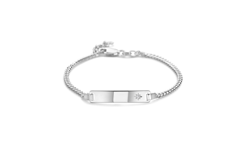 Graveerarmband, zilver met zirconia (lengte: 16-18cm.) - 21302