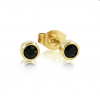 My Bendel Oorknopjes, edelstaal verguld. Met Zwart Zirkonia steentje (4mm). - 21334