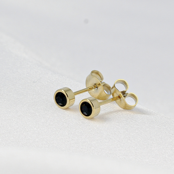 My Bendel Oorknopjes, edelstaal verguld. Met Zwart Zirkonia steentje (4mm). - 21334 My Bendel Oorknopjes, edelstaal verguld. Met Zwart Zirkonia steentje (4mm). - 21334