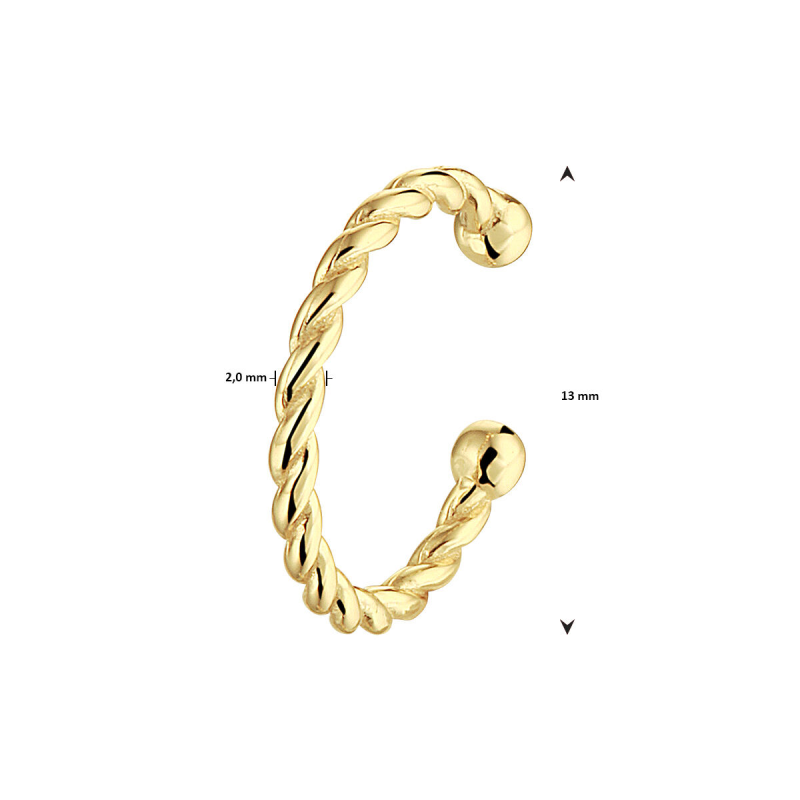 Earcuff, zilver geel verguld (13x2mm.) - 21386