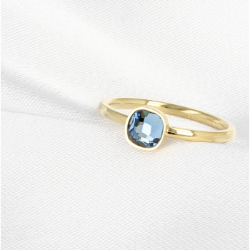 My Bendel Ring, edelstaal verguld met blauwe glassteen - 21324 My Bendel Ring, edelstaal verguld met blauwe glassteen - 21324