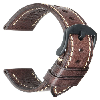 High quality Top Grain Leather Watch strap. Genuine Italian calf leatherskin watch strap. The lining and the topside are made of the same high quality leather. The watch strap has no padding and is extremely flexible. Fitted with a stainless steel, PVD bl