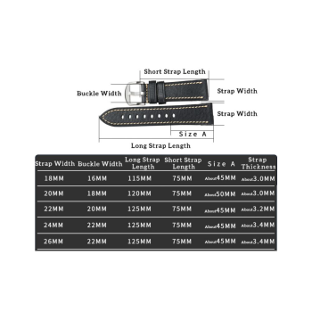 High quality Top Grain Leather Watch strap. Genuine Italian calf leatherskin watch strap. The lining and the topside are made of the same high quality leather. The watch strap has no padding and is extremely flexible. Fitted with a stainless steel, PVD bl High quality Top Grain Leather Watch strap. Genuine Italian calf leatherskin watch strap. The lining and the topside are made of the same high quality leather. The watch strap has no padding and is extremely flexible. Fitted with a stainless steel, PVD bl