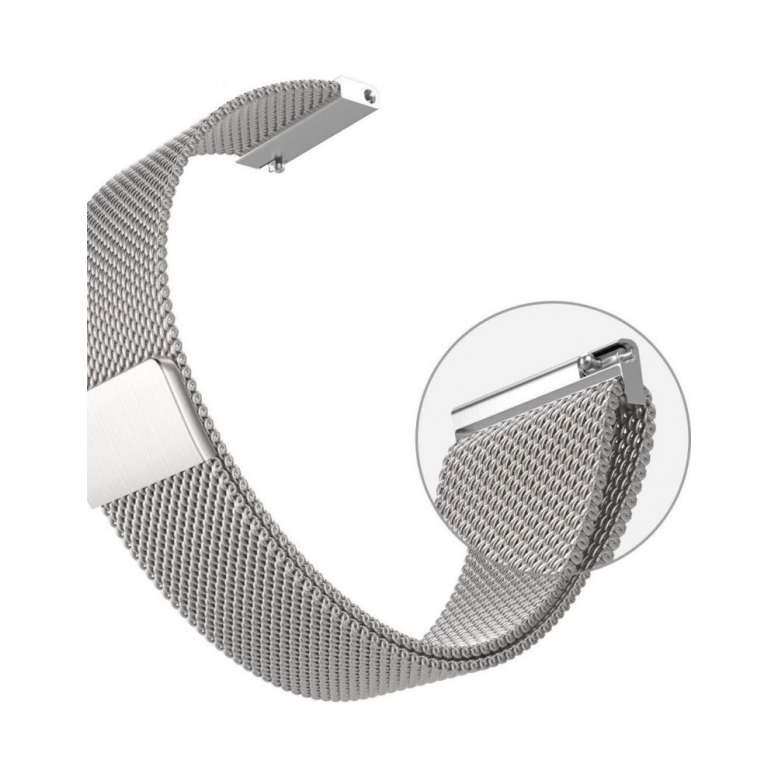 Milanese white steel band with magnetic closure and Quick release connection with the watch case - 21652