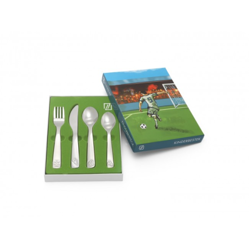 Kinderbestek, Voetbal 4 delig - Zilverstad - 17566