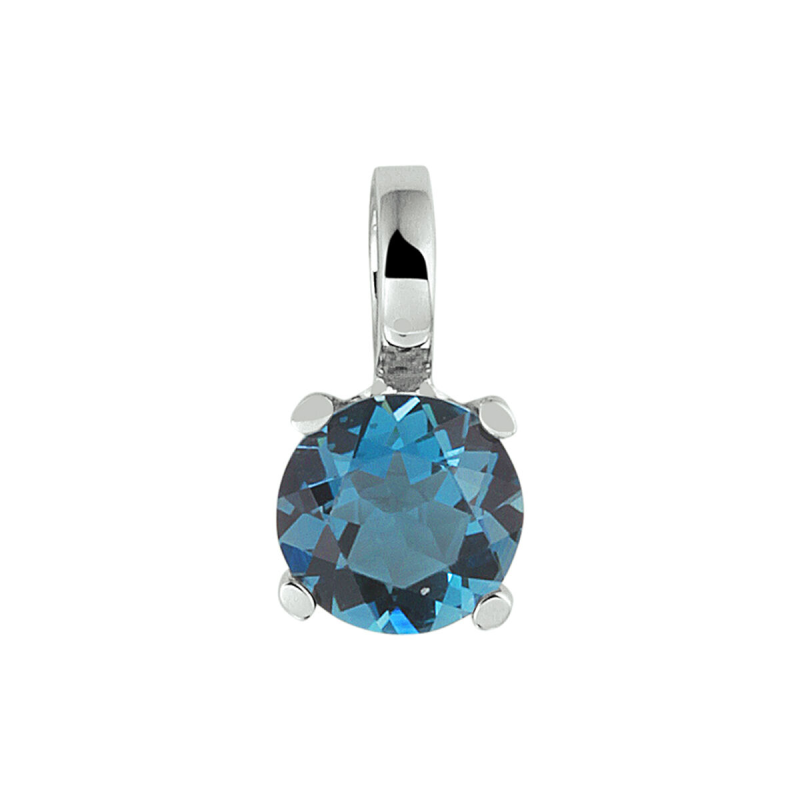 Hanger, 14krt. witgoud met London Blue Topaas (steenmaat 7mm.) - 21398