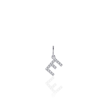 Hanger, zilver met zirconia letter E - 21773