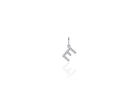 HC Hanger, zilver met zirconia letter E - 21773