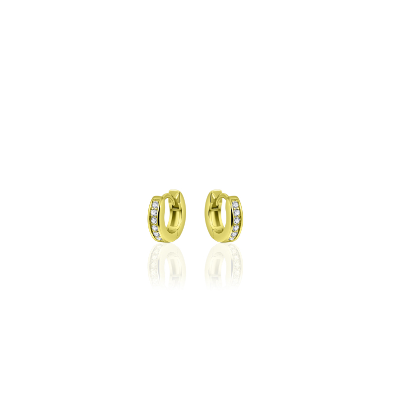 Oorringen, zilver verguld met zirconia (3x12m) - 17695