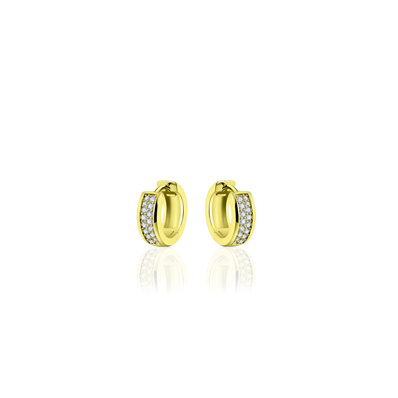 Oorringen, zilver verguld met zirconia (5x15m) - 17698
