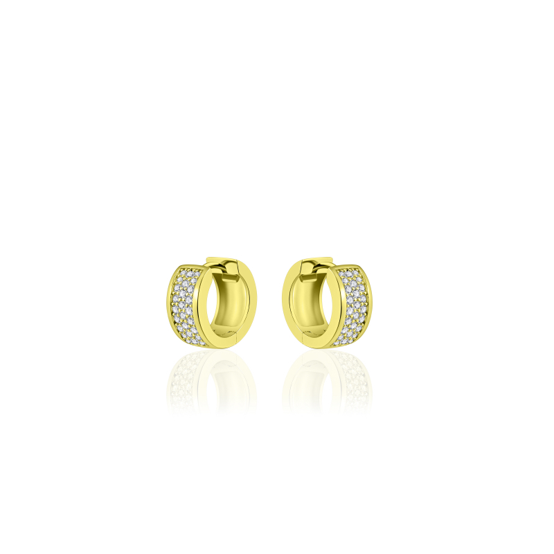 Oorringen, zilver verguld met zirconia (7x15mm) - 17699