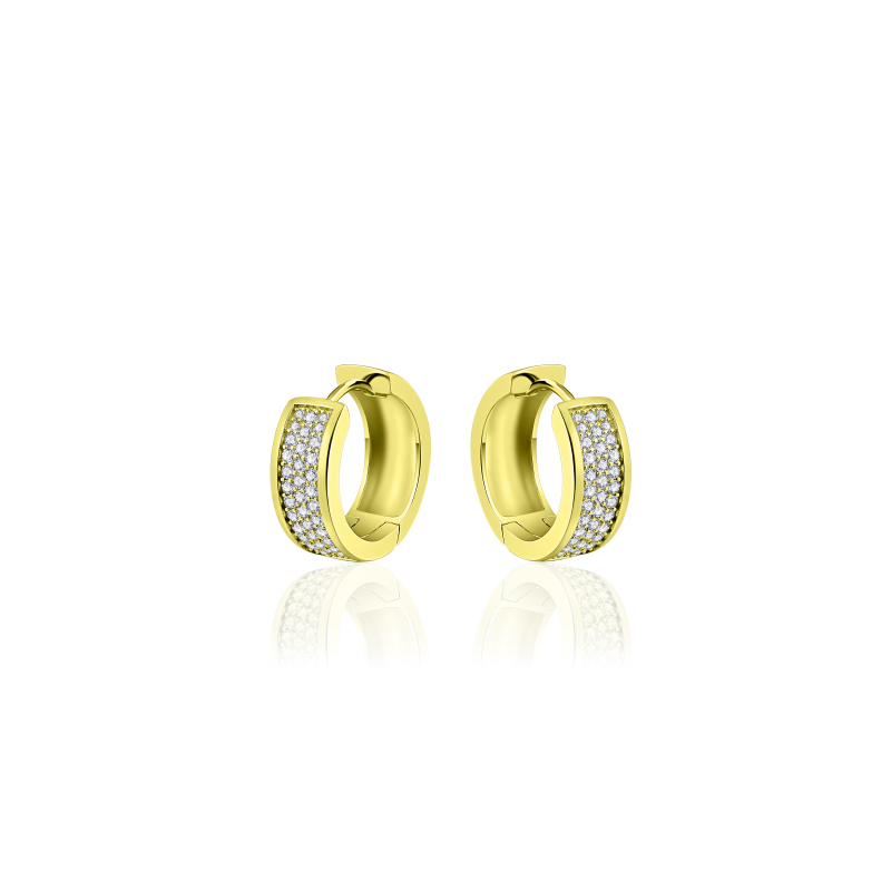 Oorringen, zilver verguld met zirconia (7x20mm) - 17700