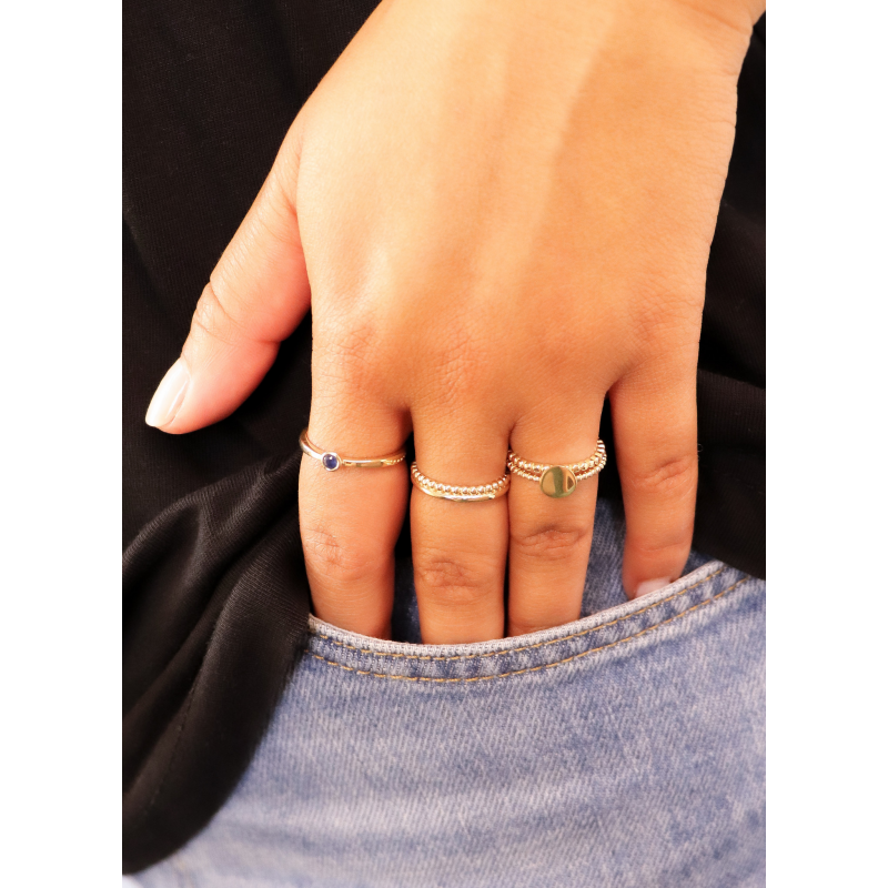 Jackie Ring,14krt.goud met saffier (kastje:4mm.) maat 56 - 21619