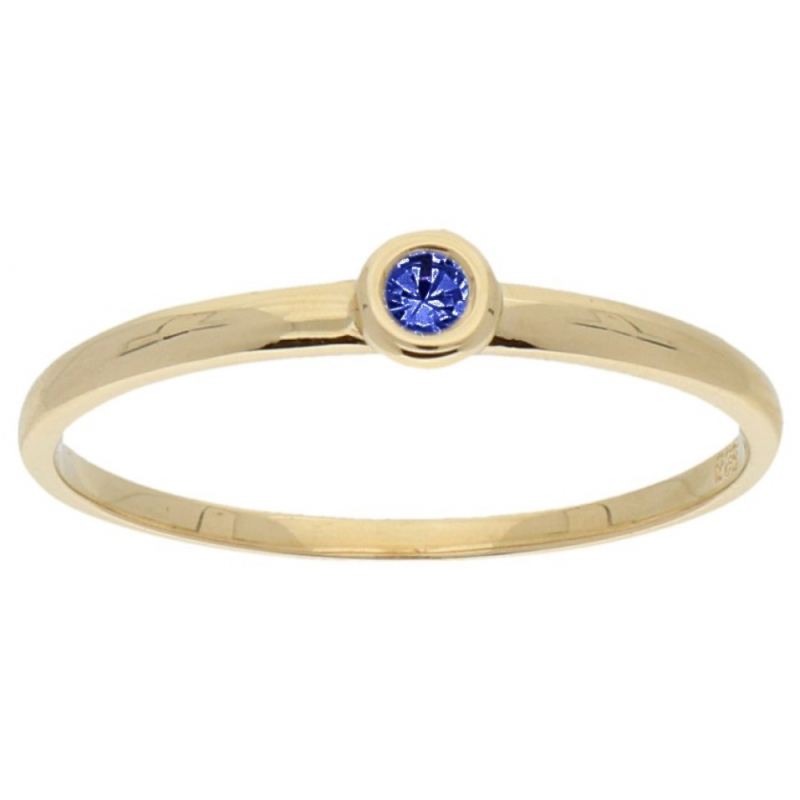 Jackie Ring,14krt.goud met saffier (kastje:4mm.) maat 56 - 21619