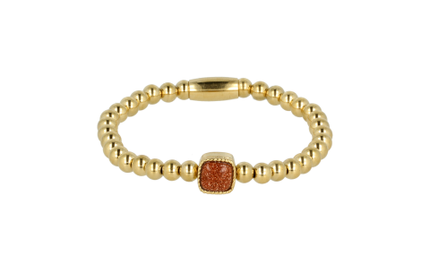 My Bendel Armband, Elastische Kralenarmband met Gold Sand Stone Edelsteen (Small). - 21897