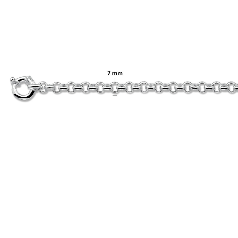 Armband, zilver gerhodineerd jasseron 7mm. (Lengte: 21cm.) - 21901