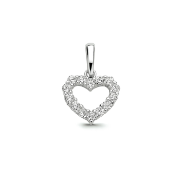 Hanger, 14krt.witgoud hart met zirconia (9x8mm.) - 21904