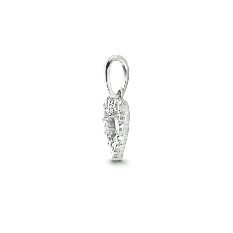 Hanger, 14krt.witgoud hart met zirconia (9x8mm.) - 21904