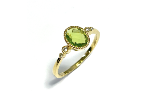 Eclat Ring, 14krt.goud met 0,03ct.diamant en Peridot (maat 18) - 22171