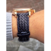 Hand braided top grain calf leather watch strap in navy blue with nubuck lining. This high end watch strap from the exclusive PRIME collection is available in 5 colors ,4 sizes and is exclusively made for BBS - 21942