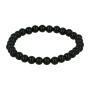 My Bendel Armband, Elastische armband met 6,5mm Zwarte Agaat kralen (17cm). - 21914
