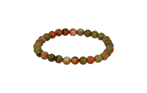 My Bendel Armband, Elastische armband met 6,5mm Unakite kralen (17cm). - 21916