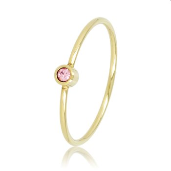 My Bendel Ring, staal verguld. Met Roze zirkonia steen (maat 16) - 22014