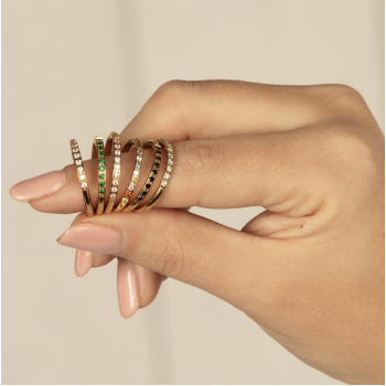 My Bendel Ring, edelstaal verguld met wit zirkonia - 22015 My Bendel Ring, edelstaal verguld met wit zirkonia - 22015