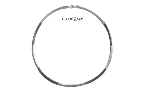Charizzma Collier, zilver/zilver-oxie (buisdikte:3,54mm.- lengte:457cm.) - 17985