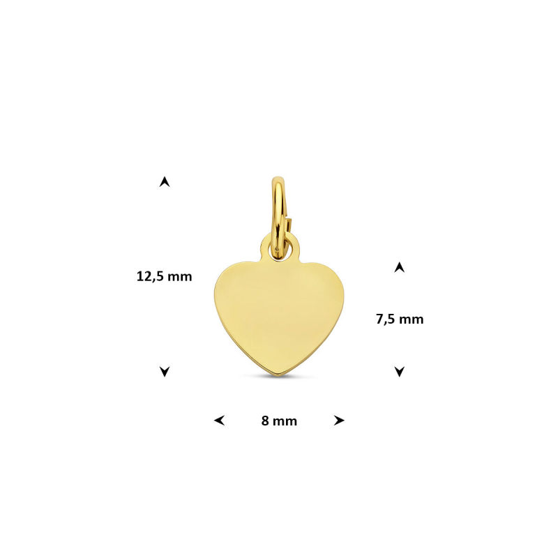 Hanger 14krt.goud graveerplaatje hart (8mm.) - 22053 Hanger 14krt.goud graveerplaatje hart (8mm.) - 22053